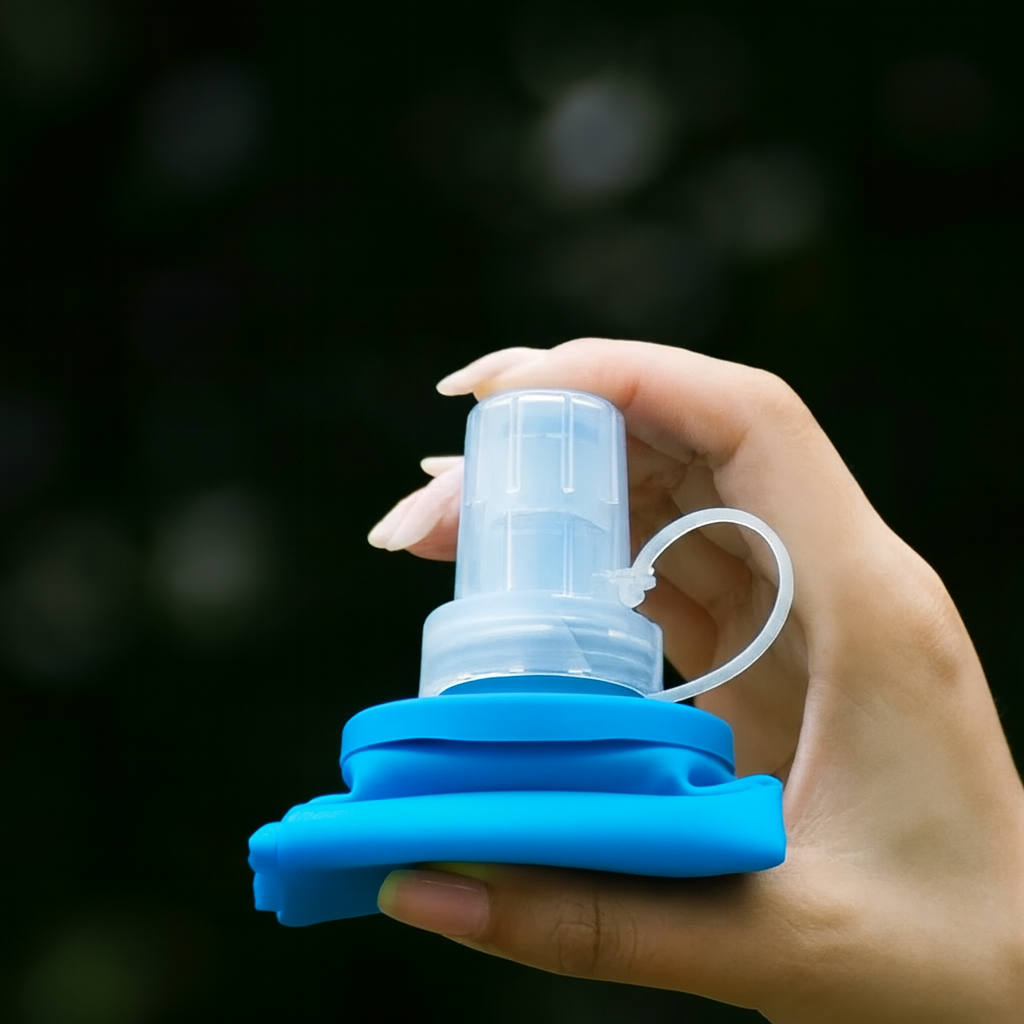 Gourde Pliable en Silicone BLEU CLAIR 150ml / 250ml / 500ml – Bouteille Souple Réutilisable pour Sport, Running & Voyage