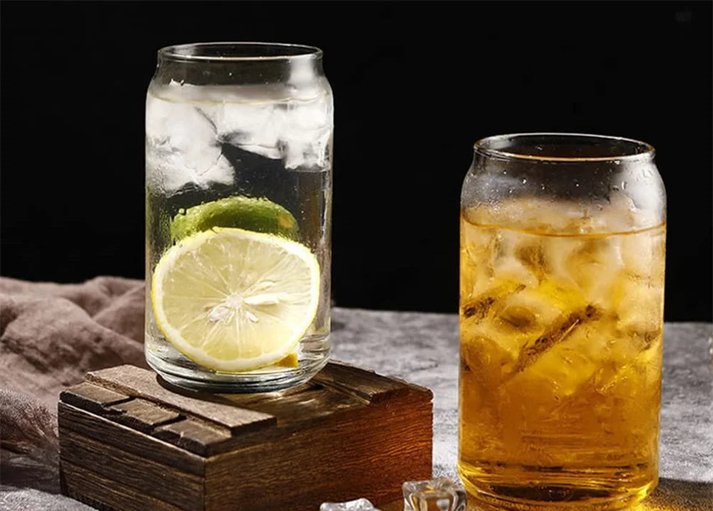 Tasse en Verre 350ml avec Couvercle & Paille – Mug Transparent pour Café Glacé, Jus & Cocktails