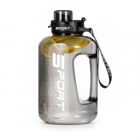 Gourde Sport 2.5L avec Paille Noir Crystal – Grande Bouteille d’Eau Sans BPA pour Gym, Camping & Voyage