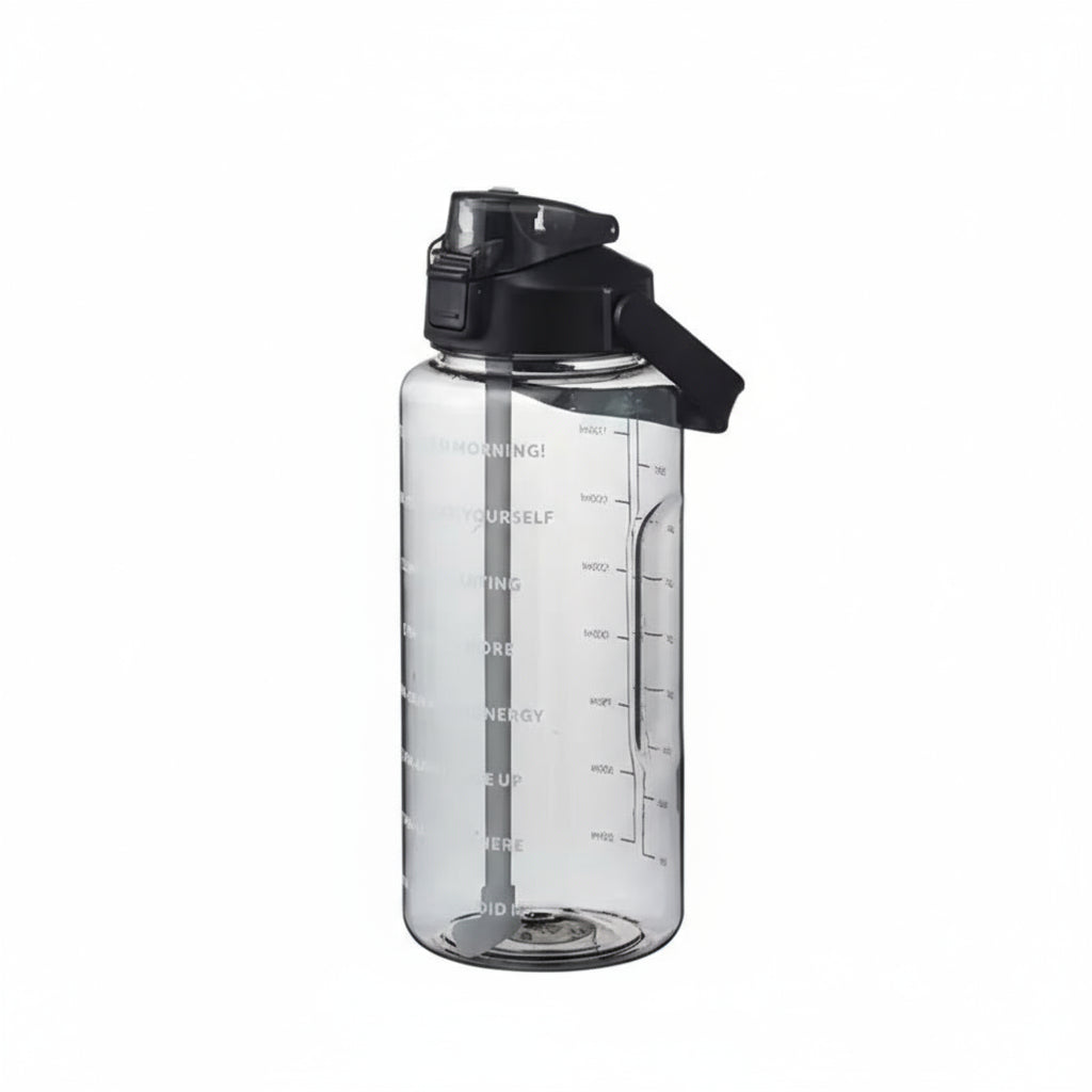 Gourde XXL 2L avec Paille & Marqueurs de Temps – Bouteille de Sport Motivante et Portable pour Fitness, Bureau & Voyage