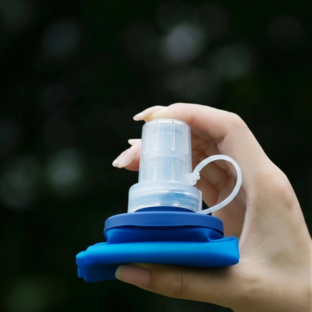 Gourde Pliable en Silicone BLEU FONCÉ 150ml / 250ml / 500ml – Bouteille Souple Réutilisable pour Sport, Running & Voyage