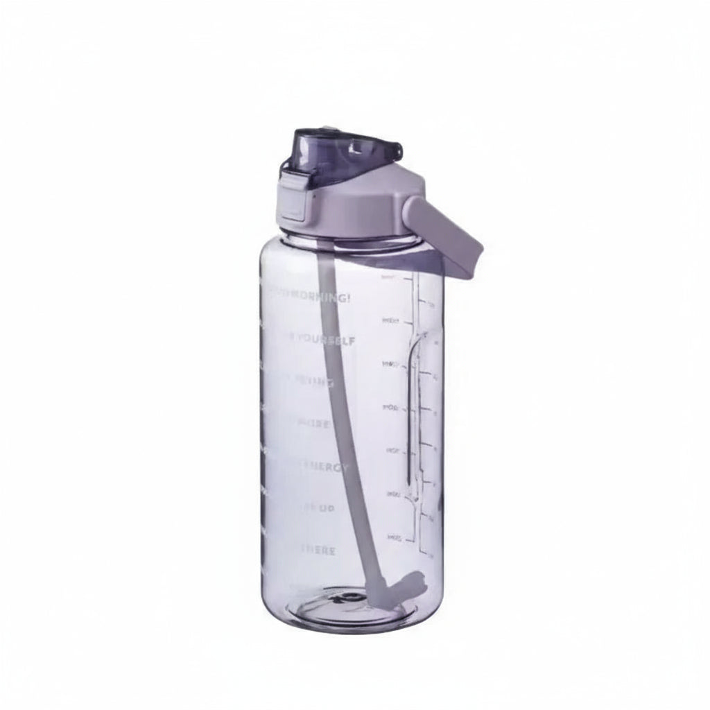 Gourde XXL 2L avec Paille & Marqueurs de Temps – Bouteille de Sport Motivante et Portable pour Fitness, Bureau & Voyage