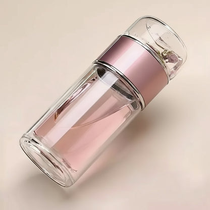 Bouteille à Thé en Verre Double Paroi 420ml – Infuseur Intégré & Étui Antifuite | Design Élégant & Durable