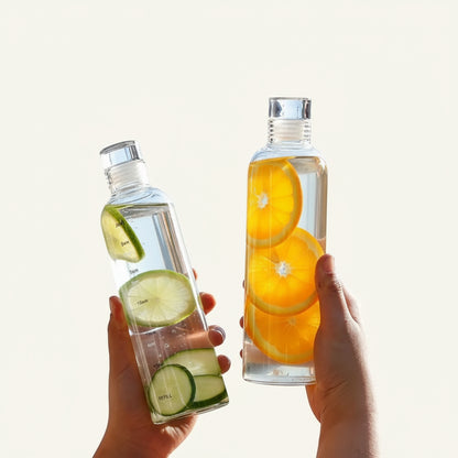 Bouteille en Verre 300ml / 500ml / 750ml / 1L – Gourde Écologique Réutilisable avec Bouchon Étanche | Design Minimaliste