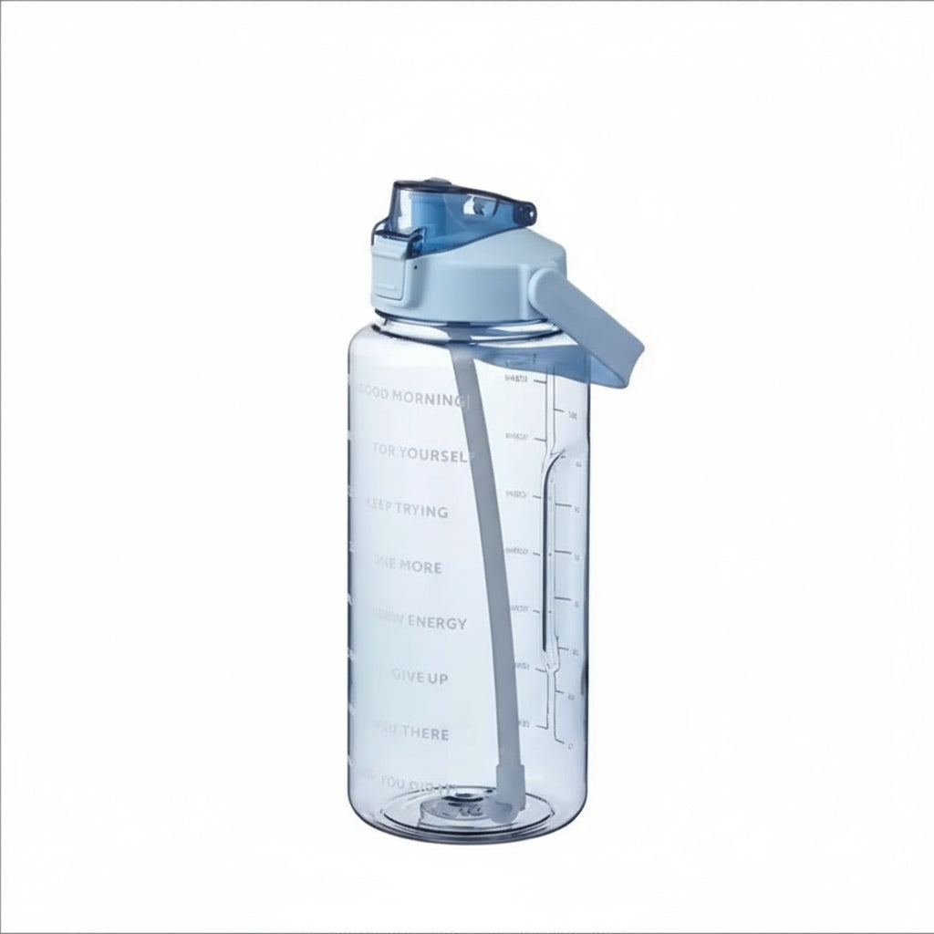 Gourde XXL 2L avec Paille & Marqueurs de Temps – Bouteille de Sport Motivante et Portable pour Fitness, Bureau & Voyage