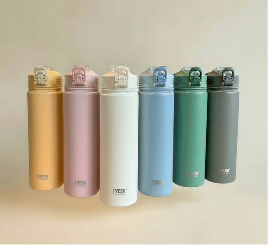 Thermos Inox avec Paille 600ml / 750ml – Bouteille Isotherme Double Paroi pour Sport, Voyage & Voiture