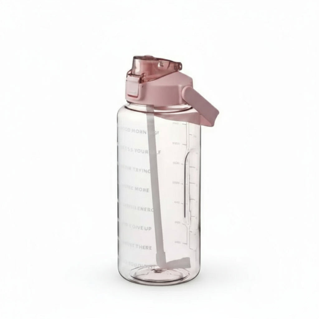 Gourde XXL 2L avec Paille & Marqueurs de Temps – Bouteille de Sport Motivante et Portable pour Fitness, Bureau & Voyage