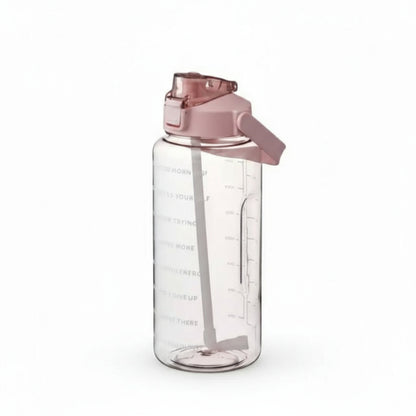 Gourde XXL 2L avec Paille & Marqueurs de Temps – Bouteille de Sport Motivante et Portable pour Fitness, Bureau & Voyage